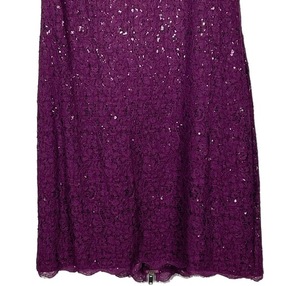 ADRIANNA PAPELL CHWREY RED  EYELASH LACE SEQUIN LINED HOLIDAY SHEATH DRESS - Picture 7 of 14